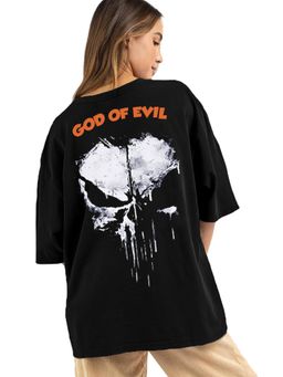 LEOTUDE - Women Punisher Black Oversized T-Shirt