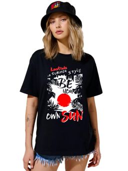 LEOTUDE - Women Sun Black Oversized T-Shirt