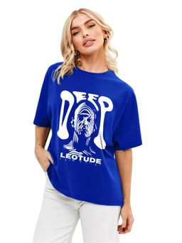 LEOTUDE - Women Blue Oversized T-Shirt