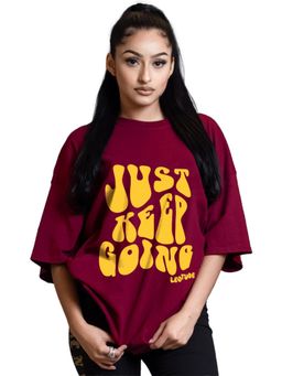 LEOTUDE - Women Going Maroon Oversized T-Shirt