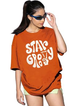 LEOTUDE - Women Stay Groovy Rust Oversized T-Shirt