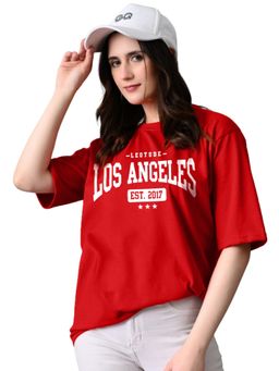 LEOTUDE - Women Los Angeles Red Oversized T-Shirt