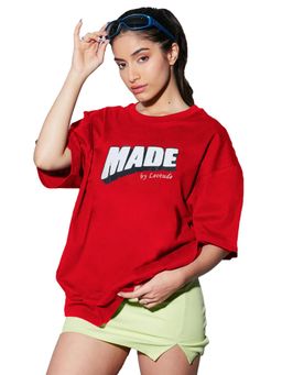 LEOTUDE - Women Made Red Oversized T-Shirt