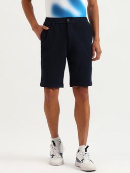 United Colors of Benetton - Blue Textured Comfort Fit Cordinate Shorts