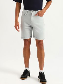 United Colors of Benetton - Grey Solid Comfort Fit Denim Shorts
