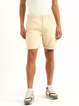 United Colors of Benetton - Beige Solid Comfort Fit Denim Shorts