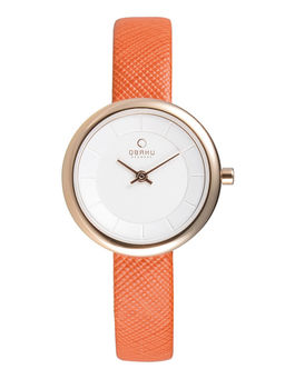 Obaku - Stille Pumpkin V146LXVIRO White Dial Quartz Watch For Women