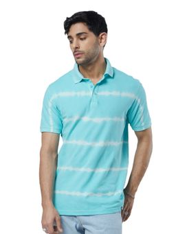 The Souled Store - Tie Dye Stripes Polo Blue Color Dyed Polos