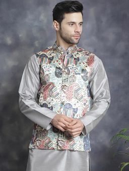 Jompers - Men Printed With Zari Work Nehru Jacket