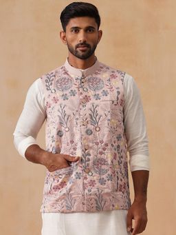Jompers - Floral Embroidered Silk Blend Nehru Jacket