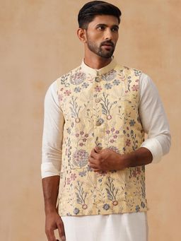 Jompers - Floral Embroidered Silk Blend Nehru Jacket