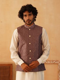 Jompers - Embroidered With Sequin Silk Blend Nehru Jacket