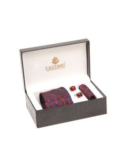 CAZZANO - Men Multi-Color Textured Tie and Pocket Square with Cufflings