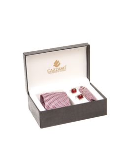 CAZZANO - Men Multi-Color Checks Tie and Pocket Square with Cufflings