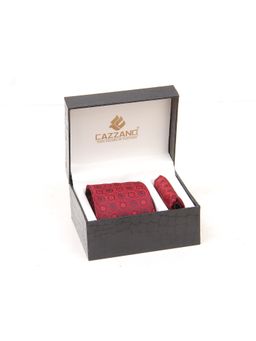 CAZZANO - Men Red Textured Tie and Pocket Square