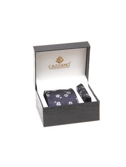 CAZZANO - Men Black Floral Tie and Pocket Square