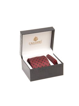 CAZZANO - Men Red Textured Tie and Pocket Square