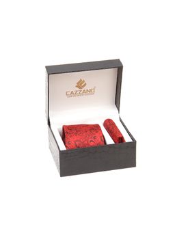 CAZZANO - Men Red Paisley Tie and Pocket Square