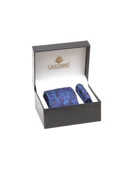 CAZZANO - Men Navy Blue Paisley Tie and Pocket Square