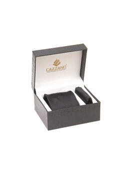 CAZZANO - Men Black Solid/Plain Tie and Pocket Square