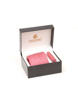 CAZZANO - Men Red Textured Tie and Pocket Square