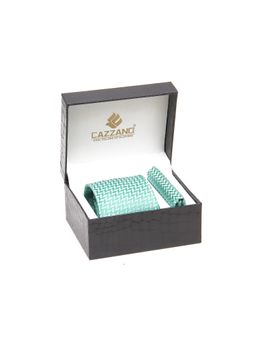 CAZZANO - Men Green Textured Tie and Pocket Square