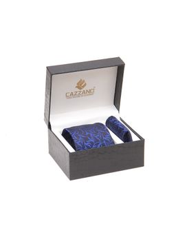 CAZZANO - Men Blue Floral Tie and Pocket Square