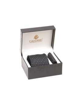 CAZZANO - Men Black Polka Dots Tie and Pocket Square
