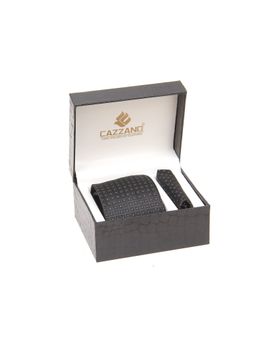 CAZZANO - Men Black Polka Dots Tie and Pocket Square