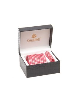 CAZZANO - Men Red Textured Tie and Pocket Square