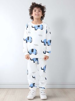ANTHRILO - Elephant Safari Fleece Sweatshirt Jogger Set - White