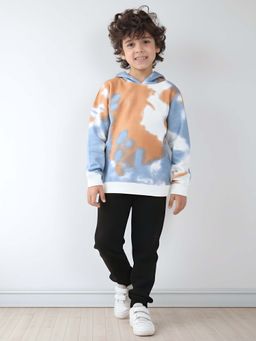 ANTHRILO - Blue Brown Fleece Hoodie Black Jogger Set - Brown/Black