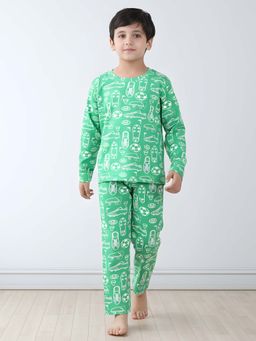 ANTHRILO - Football Shoes Green Long Sleeve Pyjama Set - Green