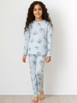 ANTHRILO - Blue Butterfly Long Sleeve Pyjama Set - Blue