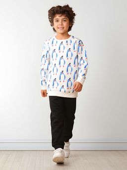 ANTHRILO - Penguin Black Fleece Sweatshirt Jogger Set