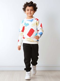 ANTHRILO - Off White Block Builder Black Fleece Sweatshirt and Joggers