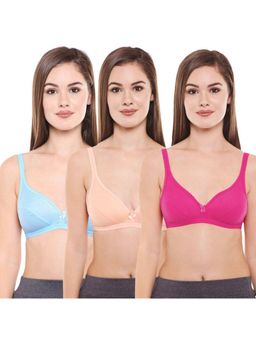 Bodycare - Women's Cotton Seamed Bra Pack Of 3 - Multi-Color