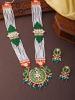 Estele - Rani Haar Necklace Jewellery Set, Gehena Pearl Meenakari Pendant Jewellery for Ethnic Wear