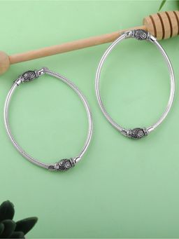 Estele - Fashion Anklet Pair, Gehena Lightweight Rhodium Stretchable Payal for Everyday Use