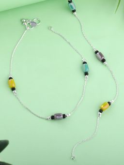Estele - Lightweight Chain Anklets, Gehena Multicolor Beads Payal Set for Casual Wear