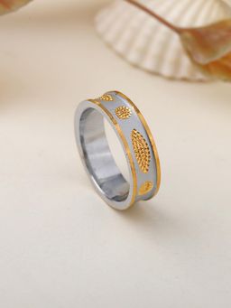 Estele - Trendy Band Ring, Gehena Dual Tone Lightweight Ring for Men’s