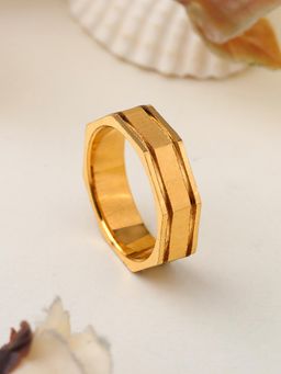 Estele - Stylish Band Ring, Gehena Gold Finish Hexagon Design for Men’s