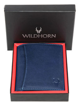 WILDHORN - Top Grain Portrait Leather Blue Wallet for Men