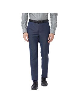 Park Avenue - Super Slim Fit Self Design Dark Blue Trouser
