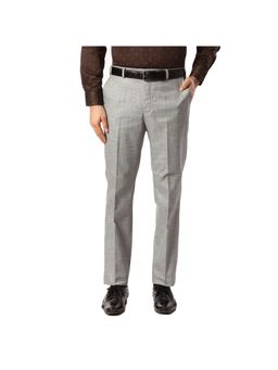 Park Avenue - Regular Fit Self Design Grey Trouser