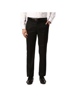 Park Avenue - Regular Fit Self Design Black Trouser