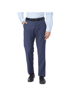 Park Avenue - Regular Fit Self Design Dark Blue Trouser