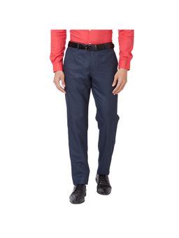 Park Avenue - Regular Fit Self Design Blue Trouser