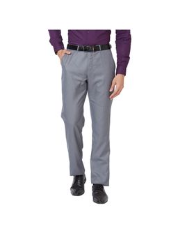 Park Avenue - Regular Fit Self Design Grey Trouser