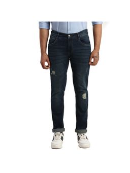 Parx - Slim Tapered Fit Solid Dark Blue Jeans